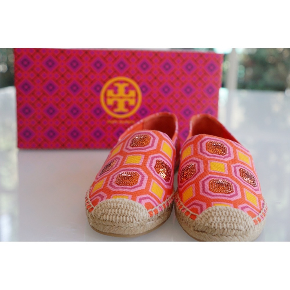 NWT Tory Burch Cecily Pink Embellished Espadrille